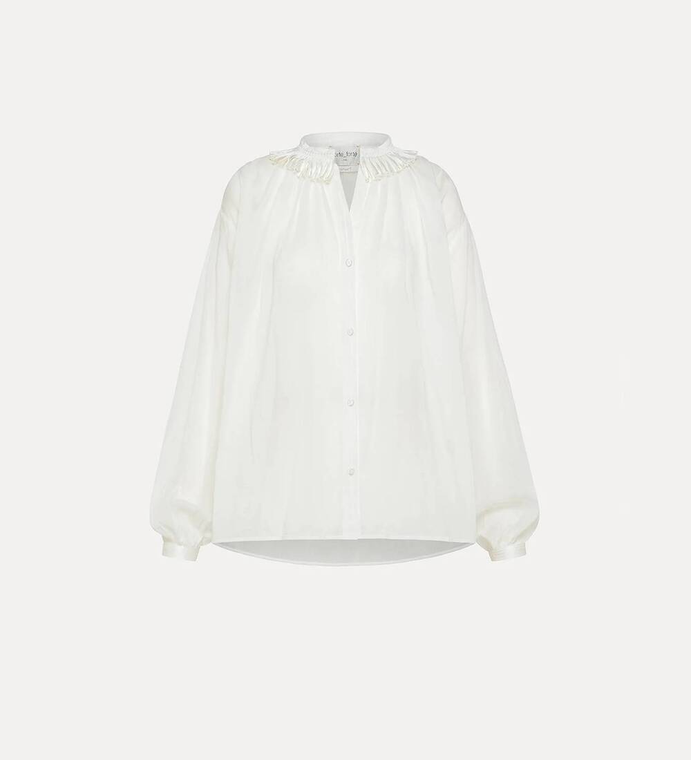 NEW FORTE FORTE women's fringed voile shirt in white